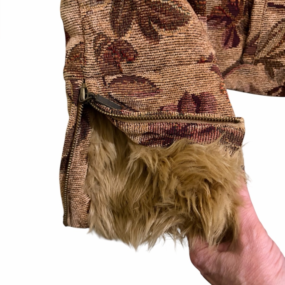Penny Lane Tapestry Faux Fur Trim SZ S Y2K Boho Western Festival Streetwear VTG - Picture 7 of 12